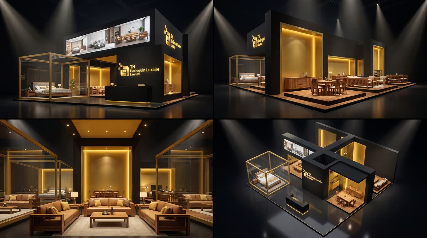 An exhibition stand concept for a furniture house